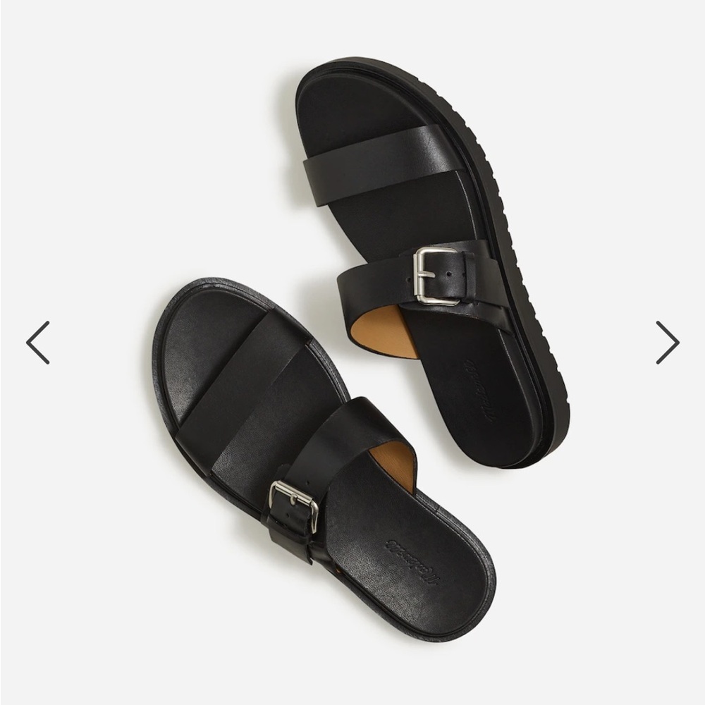 Madewell The Dee Double-Strap Slide Sandal black size 8